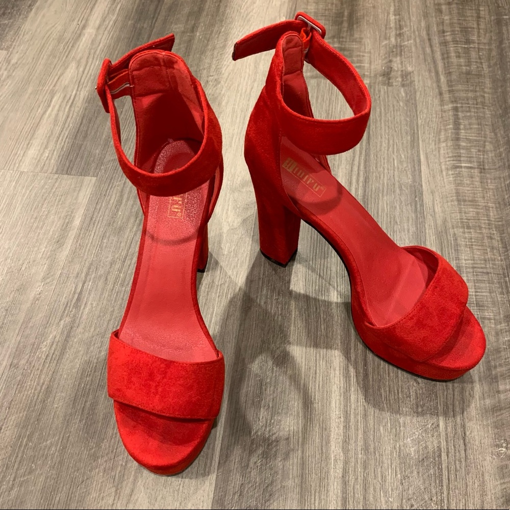 Ruby Red Platform Heels